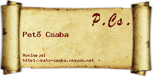 Pető Csaba névjegykártya